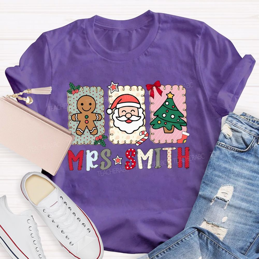 Personalized Name Holiday Teacher Christmas T-shirt