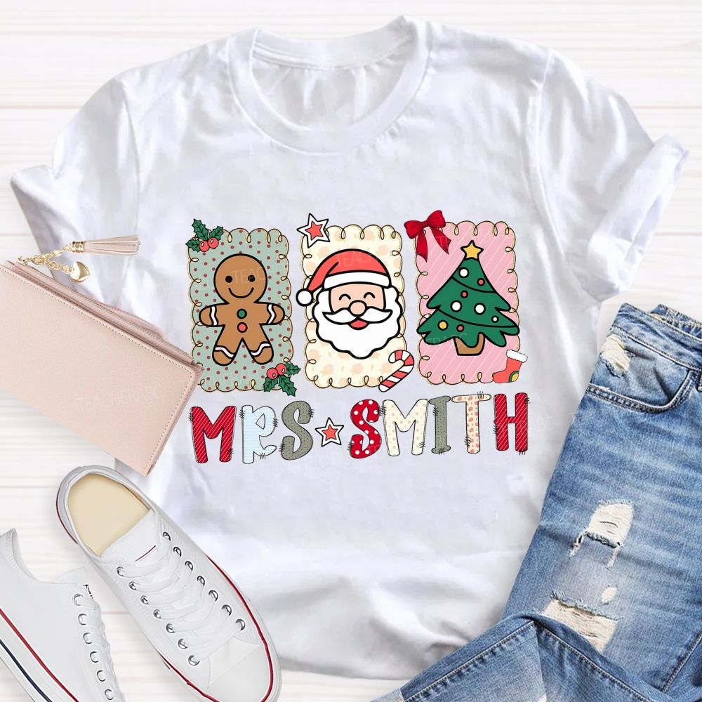 Personalized Name Holiday Teacher Christmas T-shirt