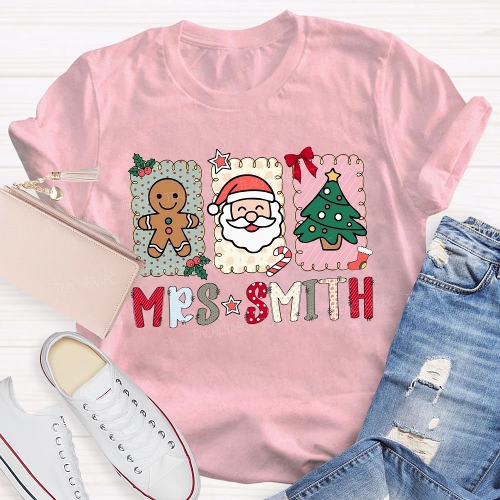 Personalized Name Holiday Teacher Christmas T-shirt