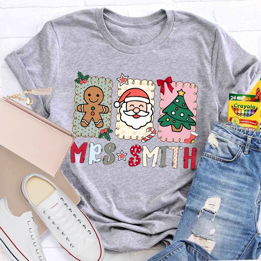 Personalized Name Holiday Teacher Christmas T-shirt