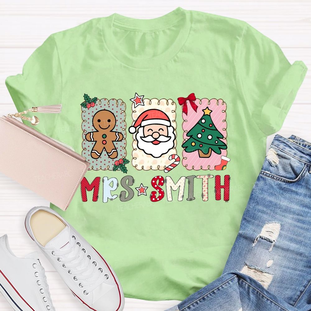 Personalized Name Holiday Teacher Christmas T-shirt