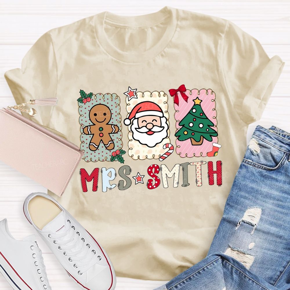 Personalized Name Holiday Teacher Christmas T-shirt