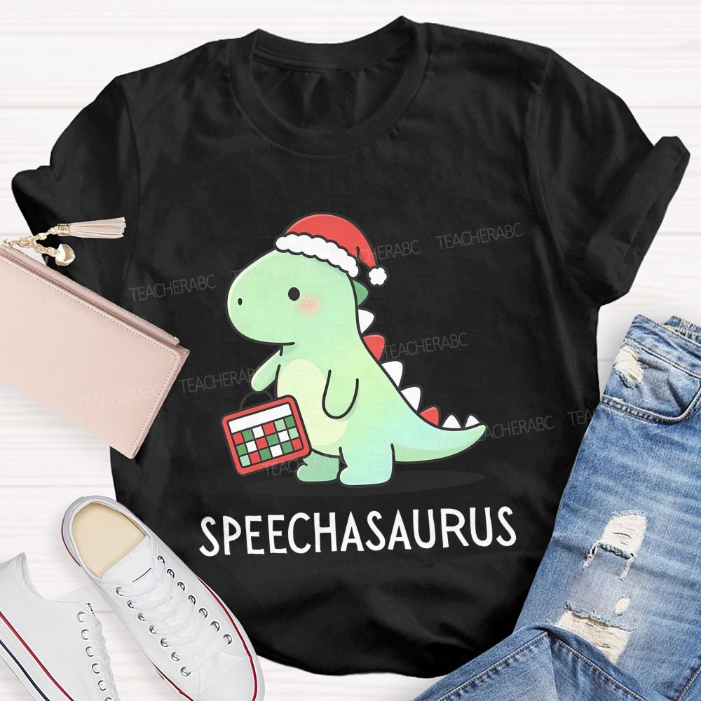 Christmas Speechasaurus Slp Dinosaur Teacher T-shirt