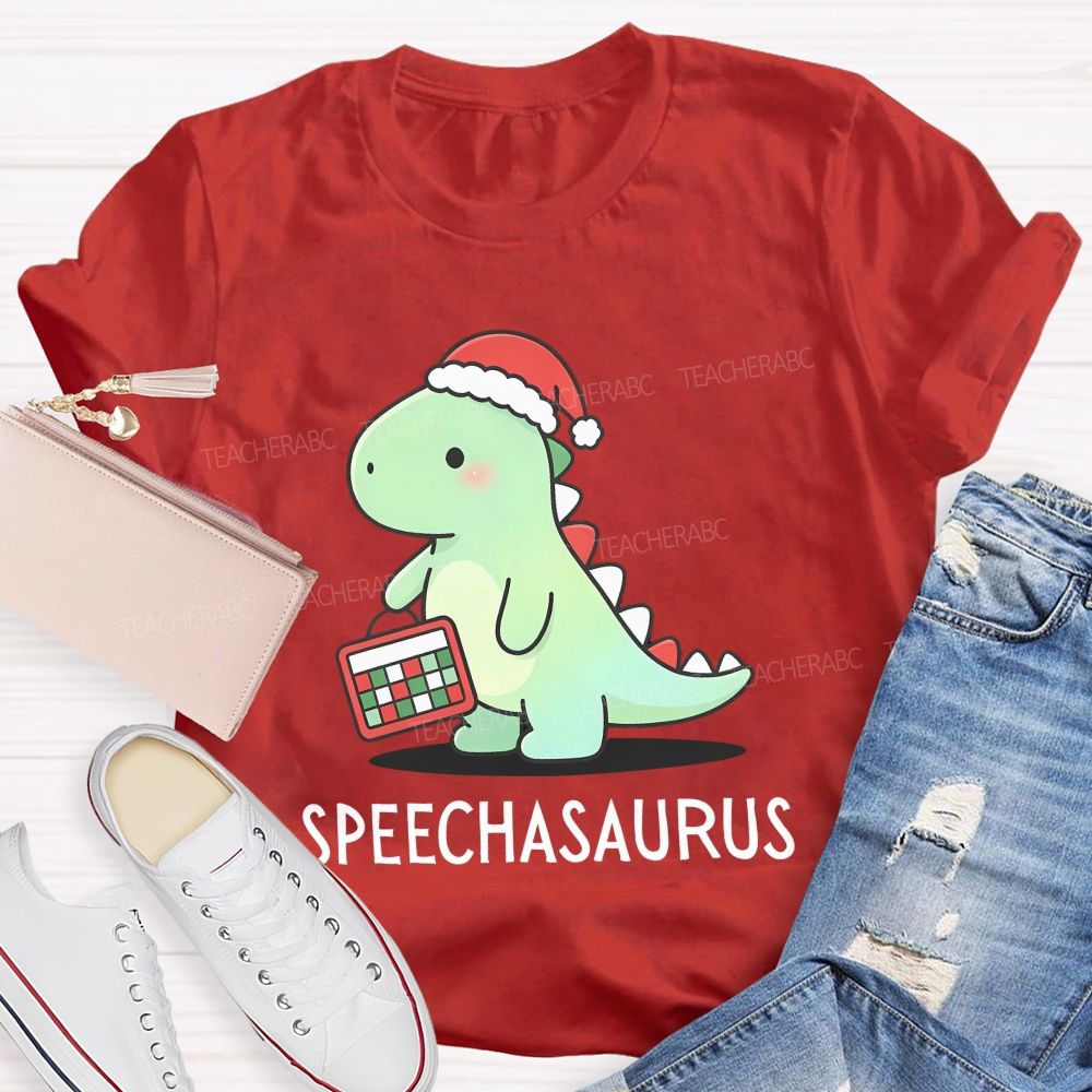 Christmas Speechasaurus Slp Dinosaur Teacher T-shirt