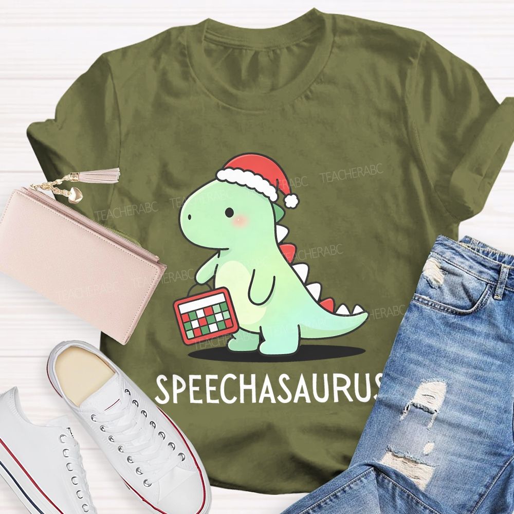 Christmas Speechasaurus Slp Dinosaur Teacher T-shirt