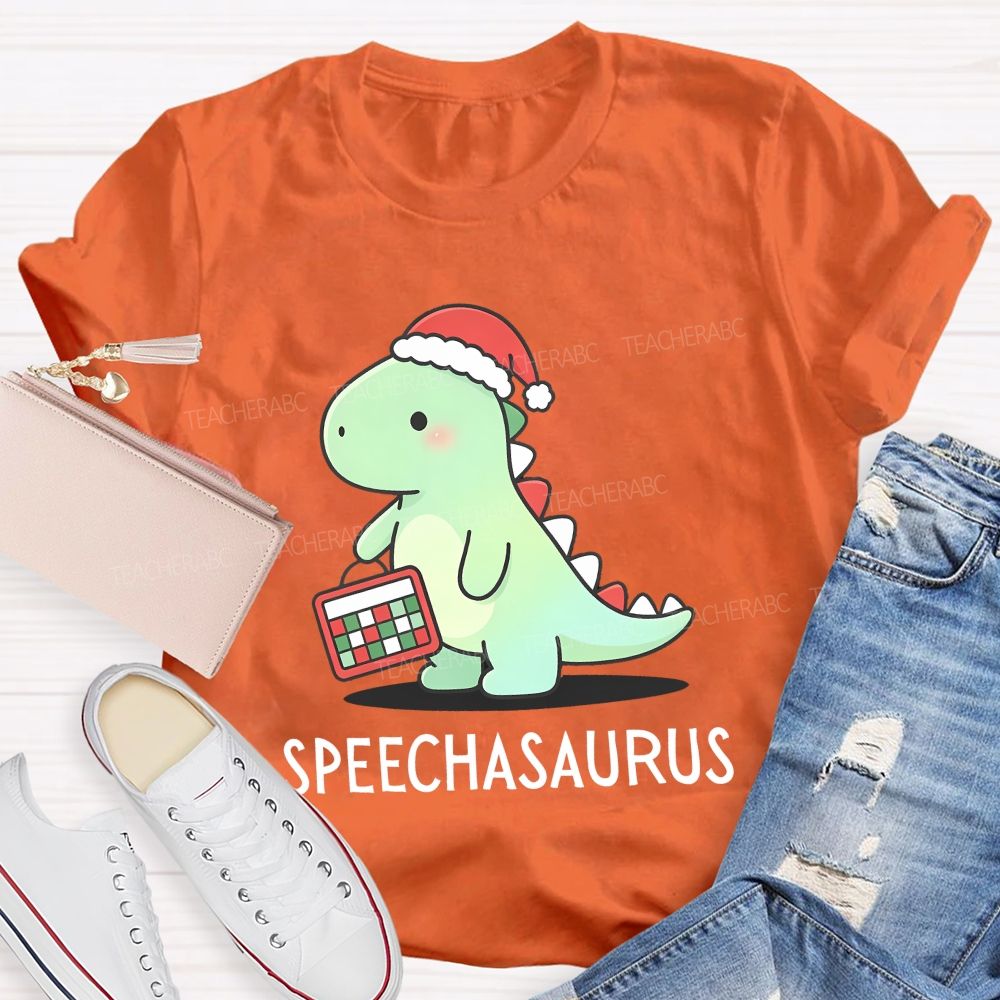 Christmas Speechasaurus Slp Dinosaur Teacher T-shirt