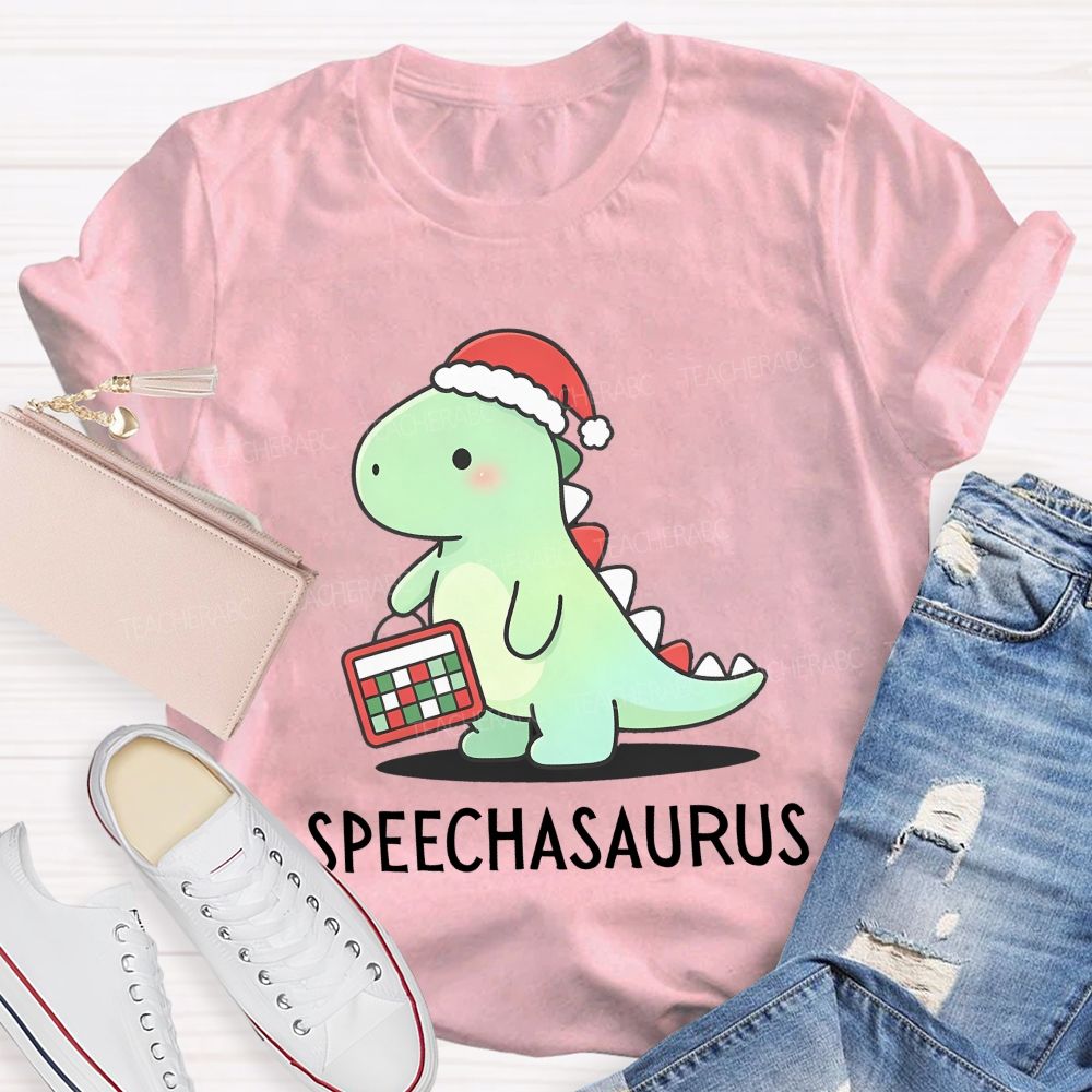 Christmas Speechasaurus Slp Dinosaur Teacher T-shirt