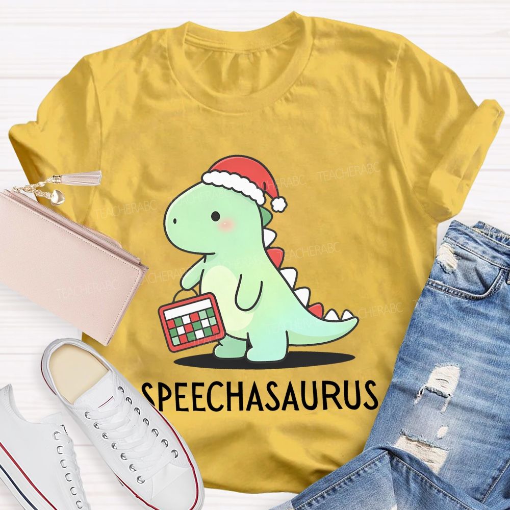 Christmas Speechasaurus Slp Dinosaur Teacher T-shirt