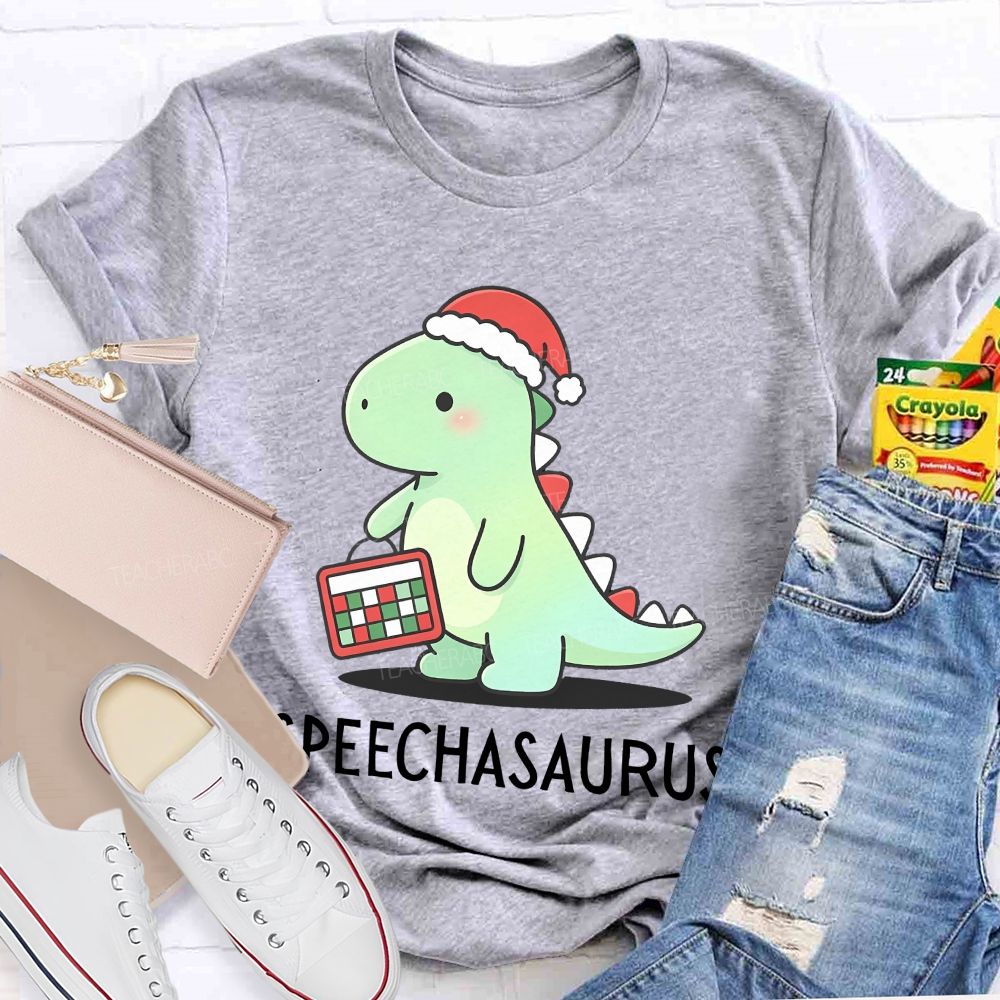 Christmas Speechasaurus Slp Dinosaur Teacher T-shirt