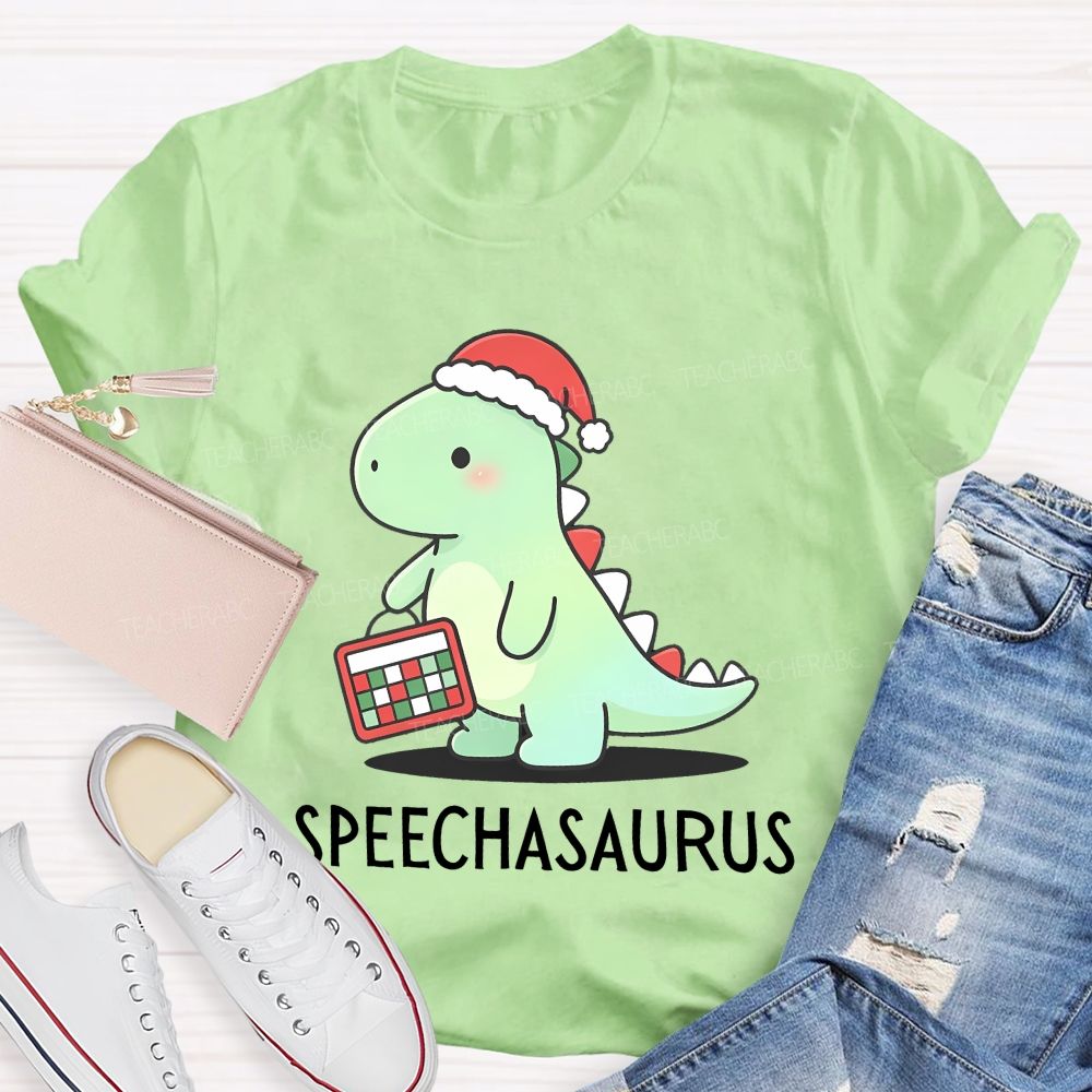 Christmas Speechasaurus Slp Dinosaur Teacher T-shirt