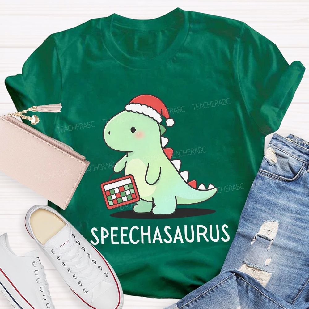 Christmas Speechasaurus Slp Dinosaur Teacher T-shirt