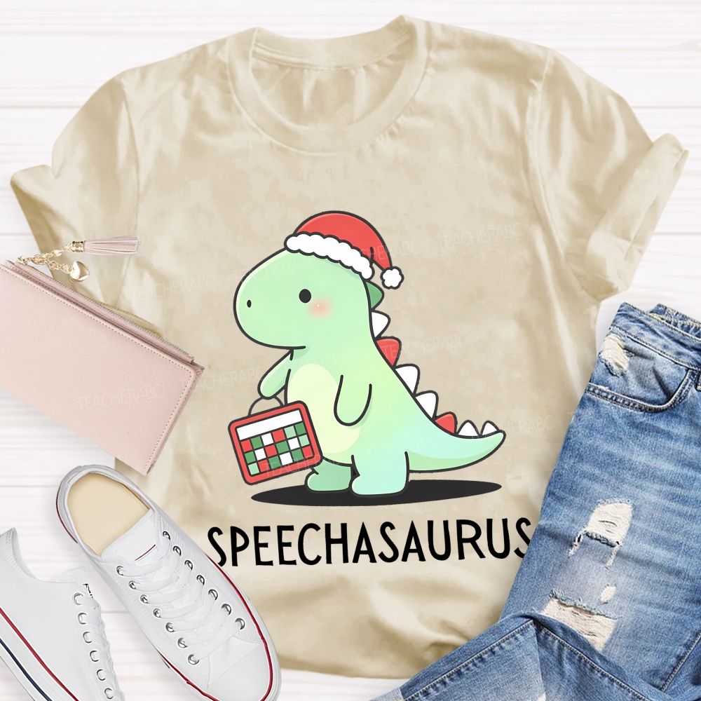 Christmas Speechasaurus Slp Dinosaur Teacher T-shirt