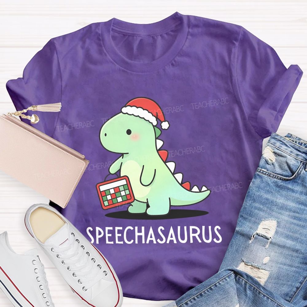Christmas Speechasaurus Slp Dinosaur Teacher T-shirt