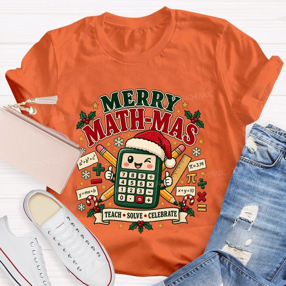 Merry Math‑Mas Math Teacher Christmas Teacher T-shirt