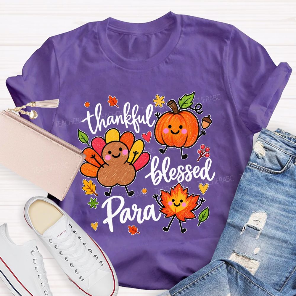 Thankful Blessed Para Thanksgiving Teacher T-shirt