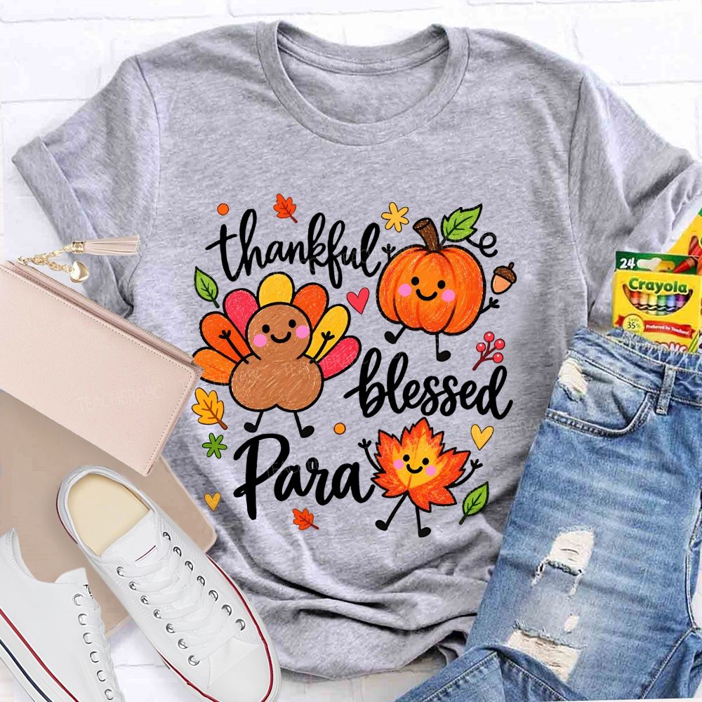 Thankful Blessed Para Thanksgiving Teacher T-shirt