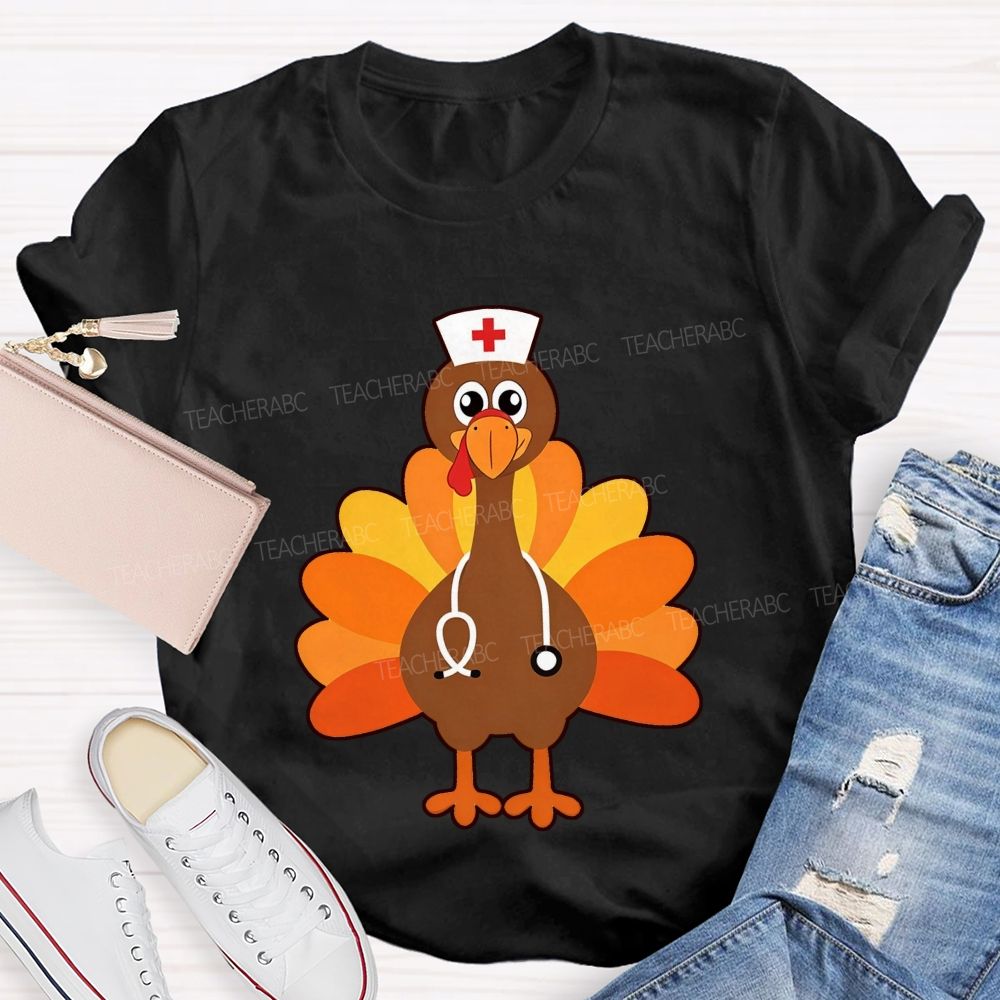 Nurse Turkey With Stethoscope Fall T-shirt