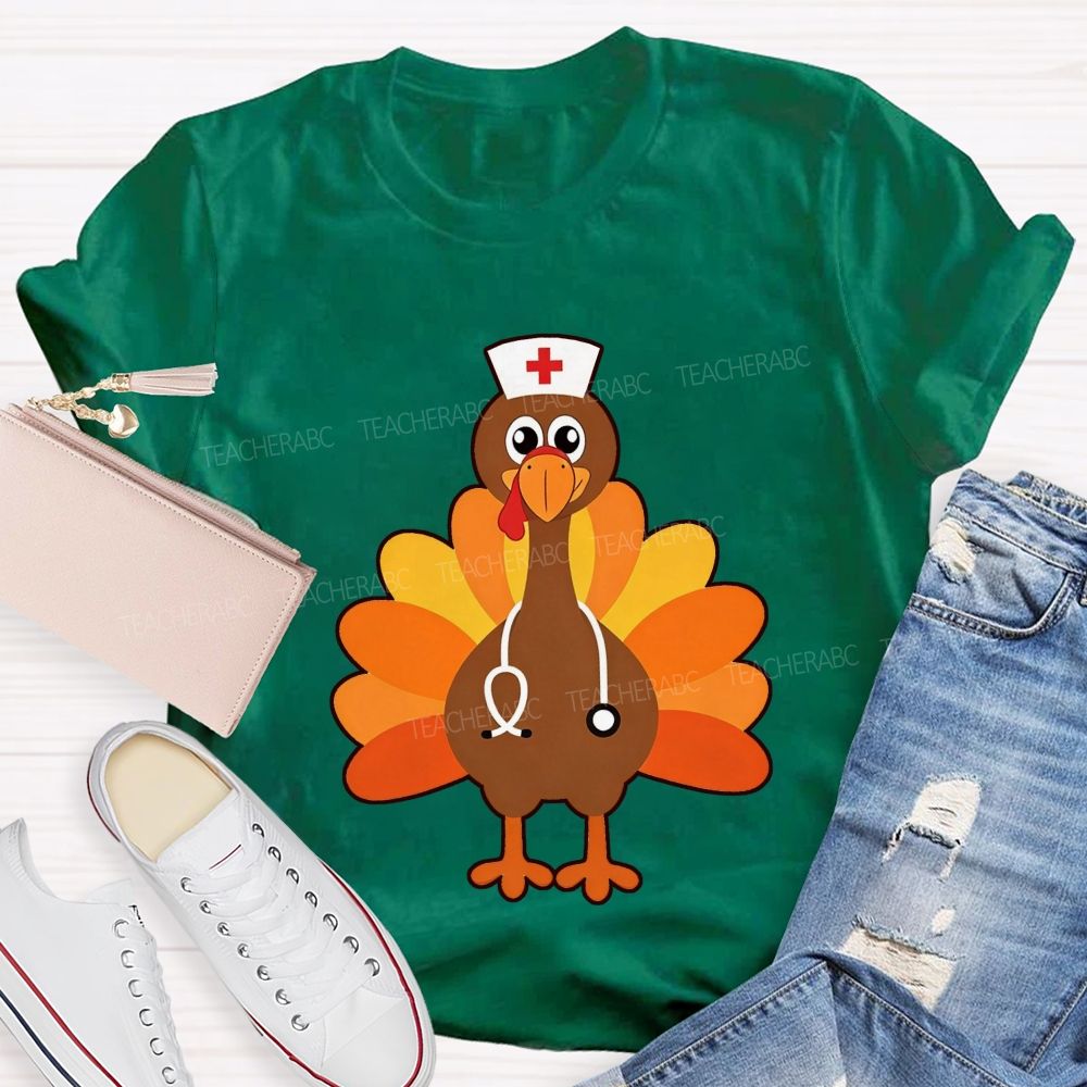 Nurse Turkey With Stethoscope Fall T-shirt