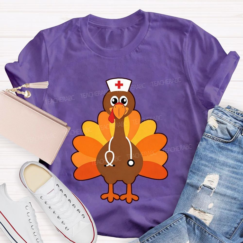 Nurse Turkey With Stethoscope Fall T-shirt