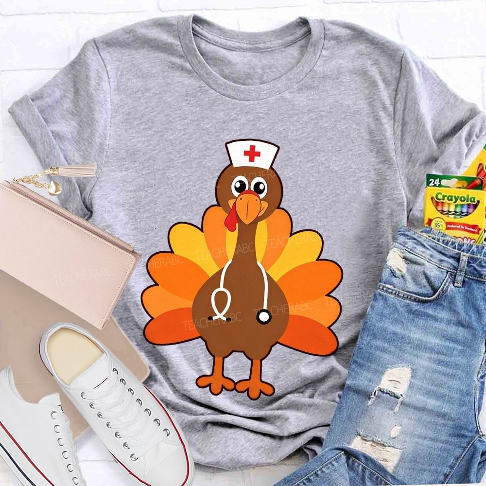 Nurse Turkey With Stethoscope Fall T-shirt