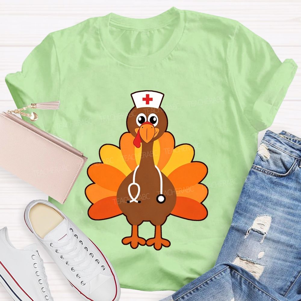 Nurse Turkey With Stethoscope Fall T-shirt