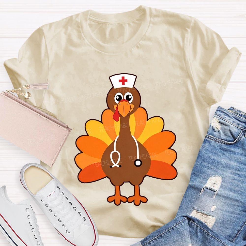 Nurse Turkey With Stethoscope Fall T-shirt