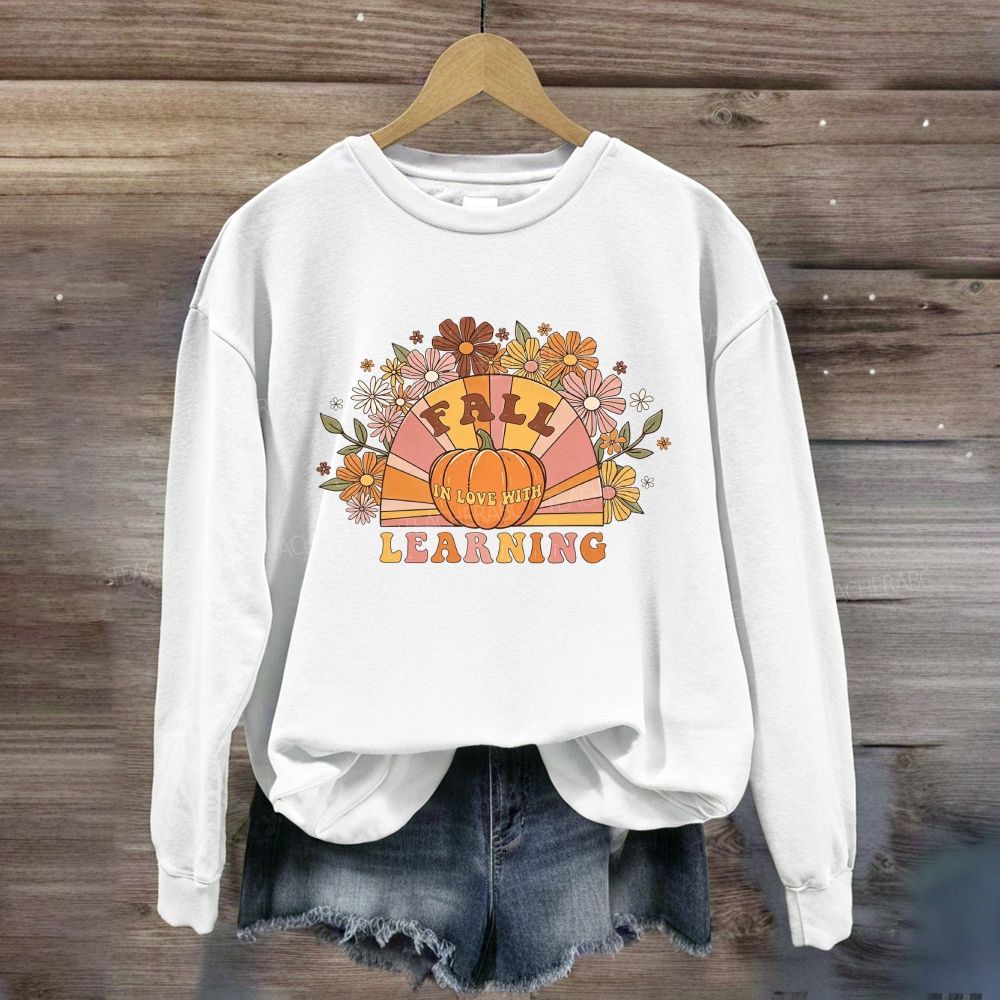 Fall In Love With Learning Floral Pumpkin Sweatshirt