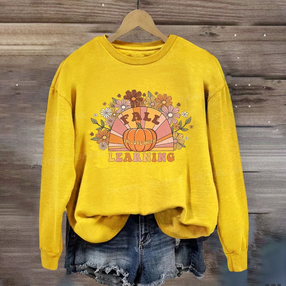 Fall In Love With Learning Floral Pumpkin Sweatshirt