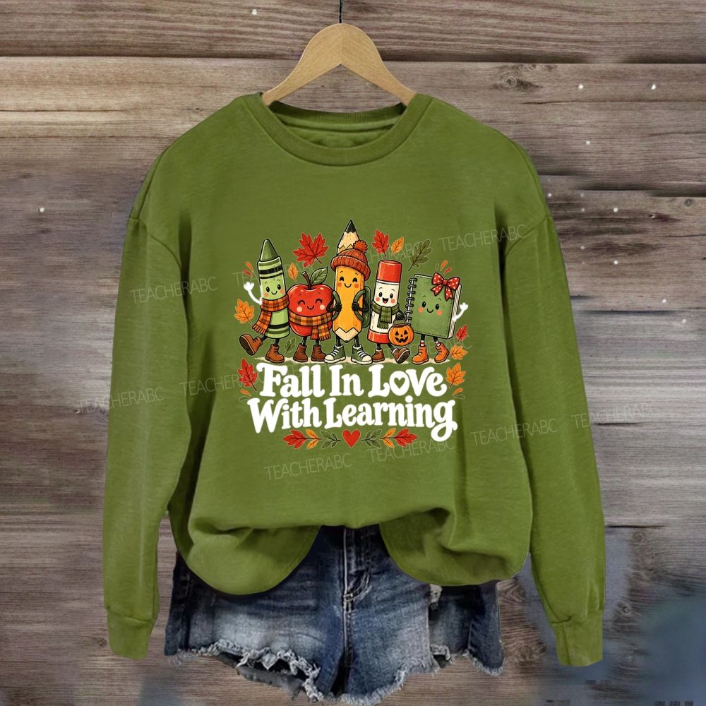 Fall In Love With Learning Apple Pencil Cozy Season Sweatshirt