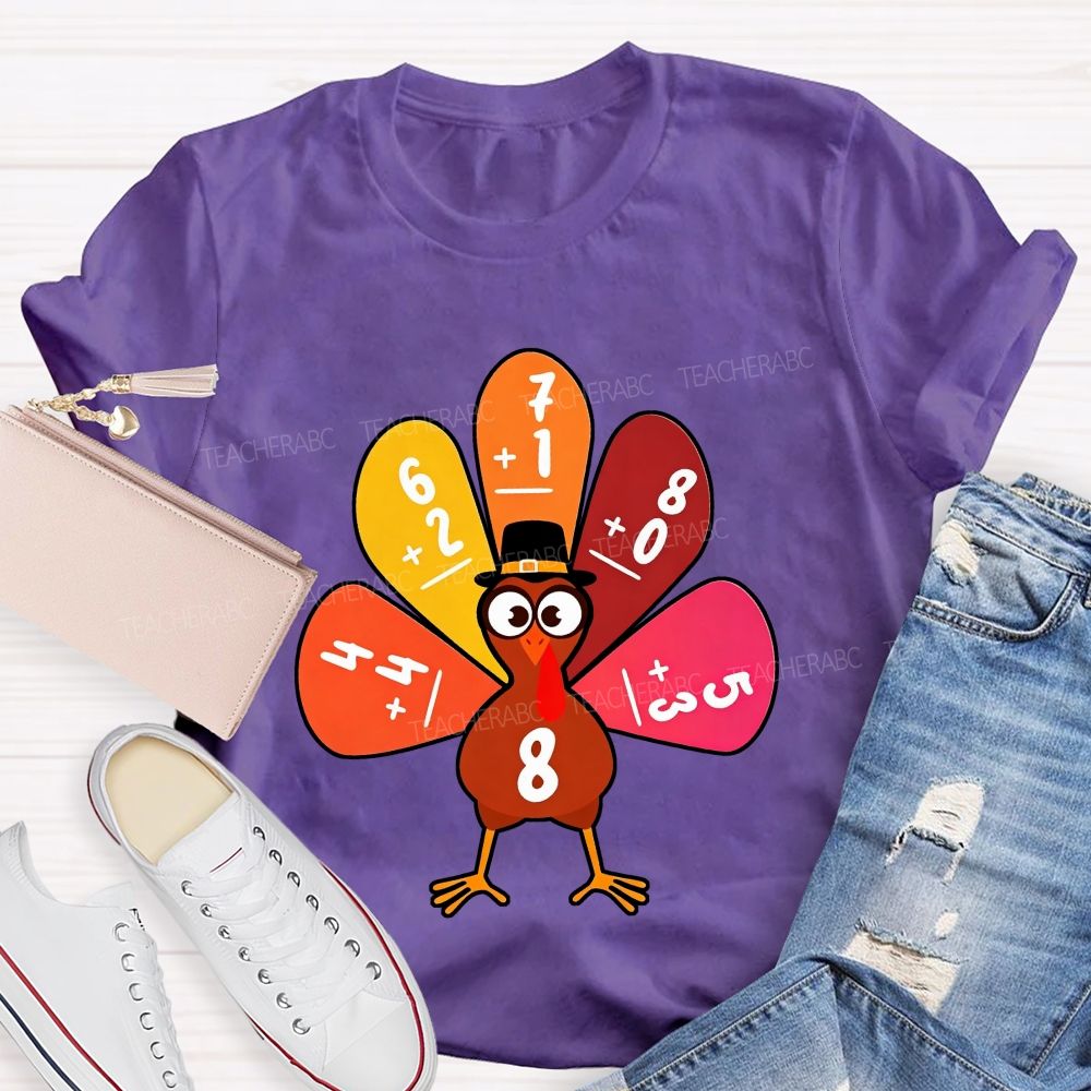 Thanksgiving Math Turkey Fall Math Teacher Life T-shirt