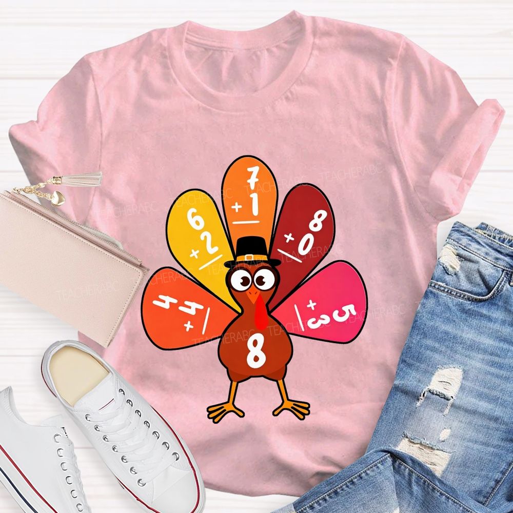 Thanksgiving Math Turkey Fall Math Teacher Life T-shirt
