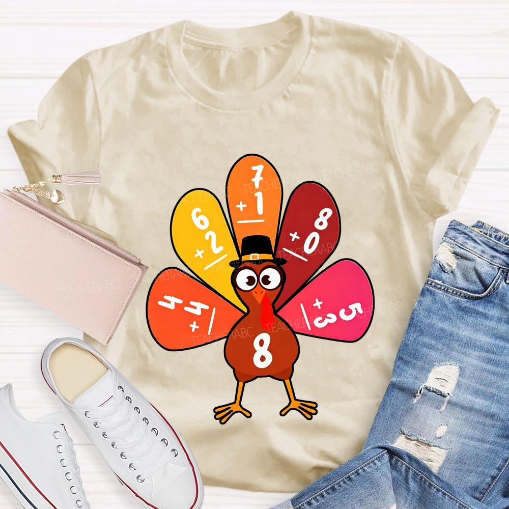 Thanksgiving Math Turkey Fall Math Teacher Life T-shirt