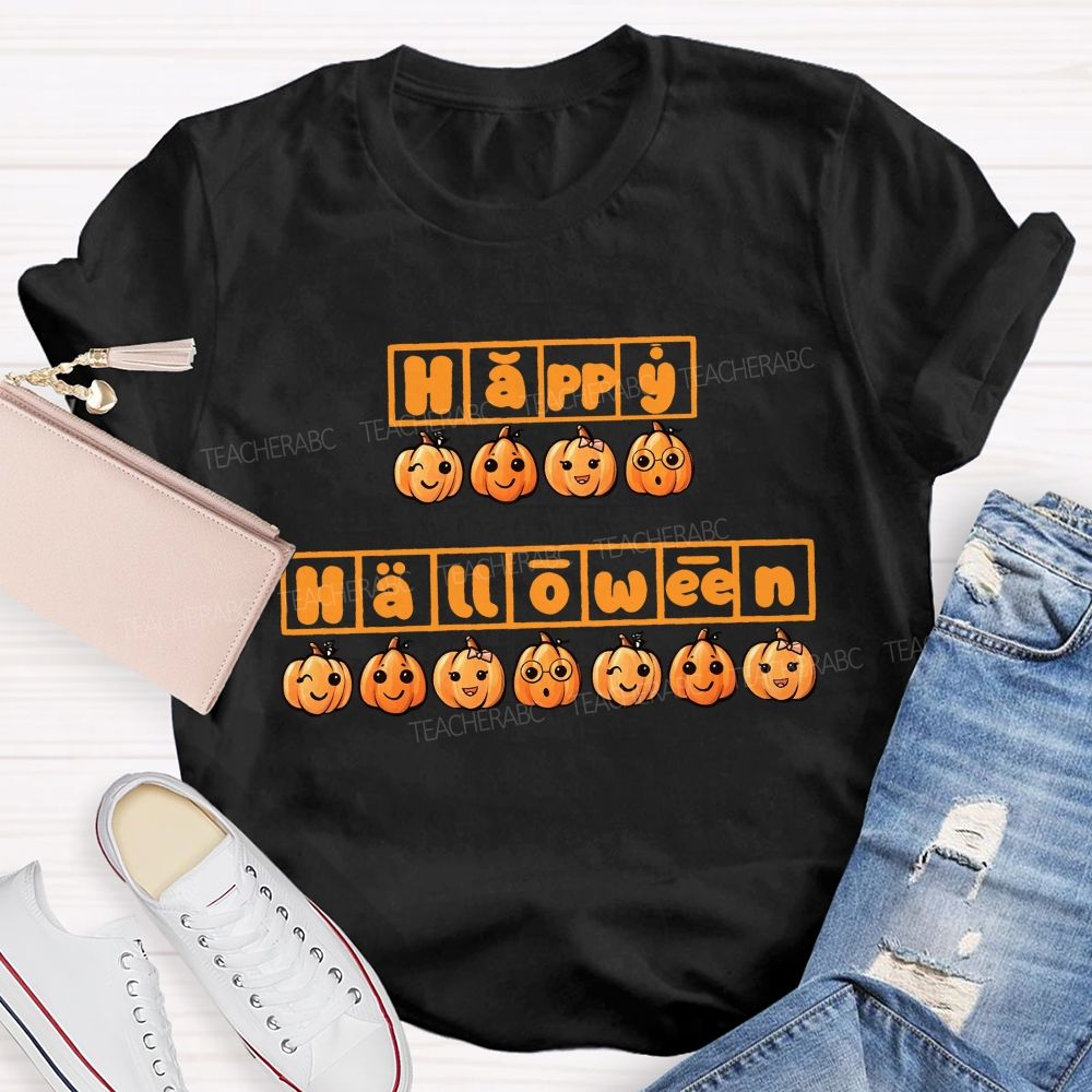 Happy Halloween Phonics Pumpkin Elementary Teacher T-shirt