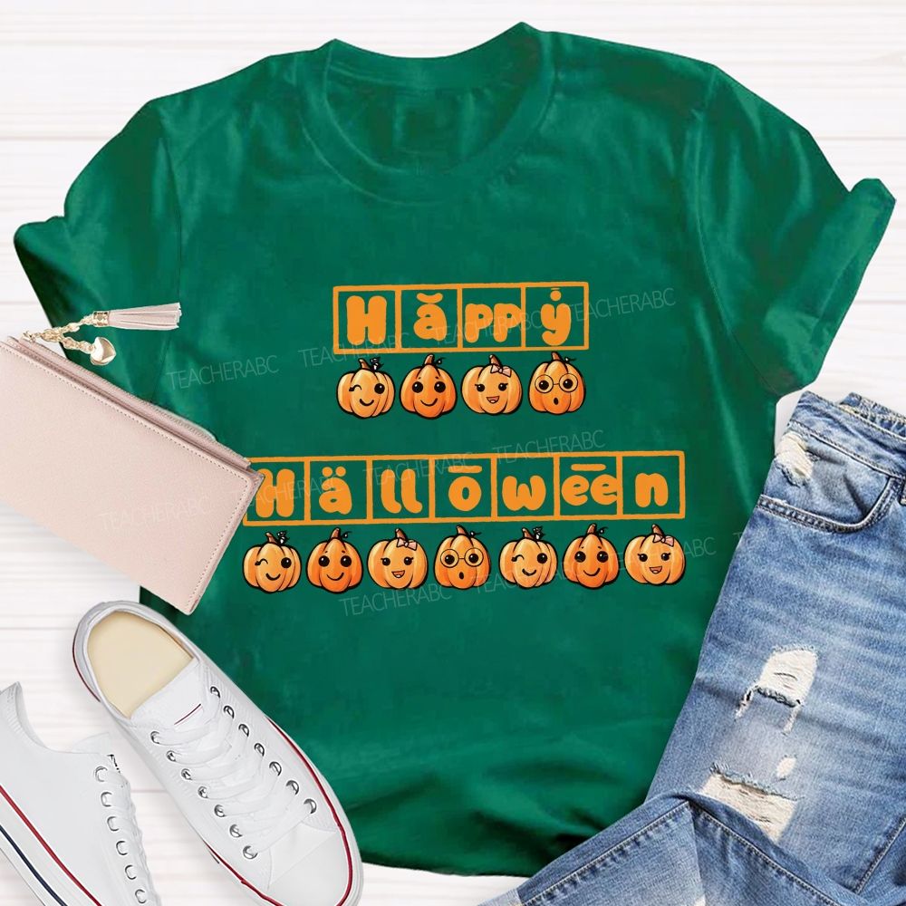 Happy Halloween Phonics Pumpkin Elementary Teacher T-shirt