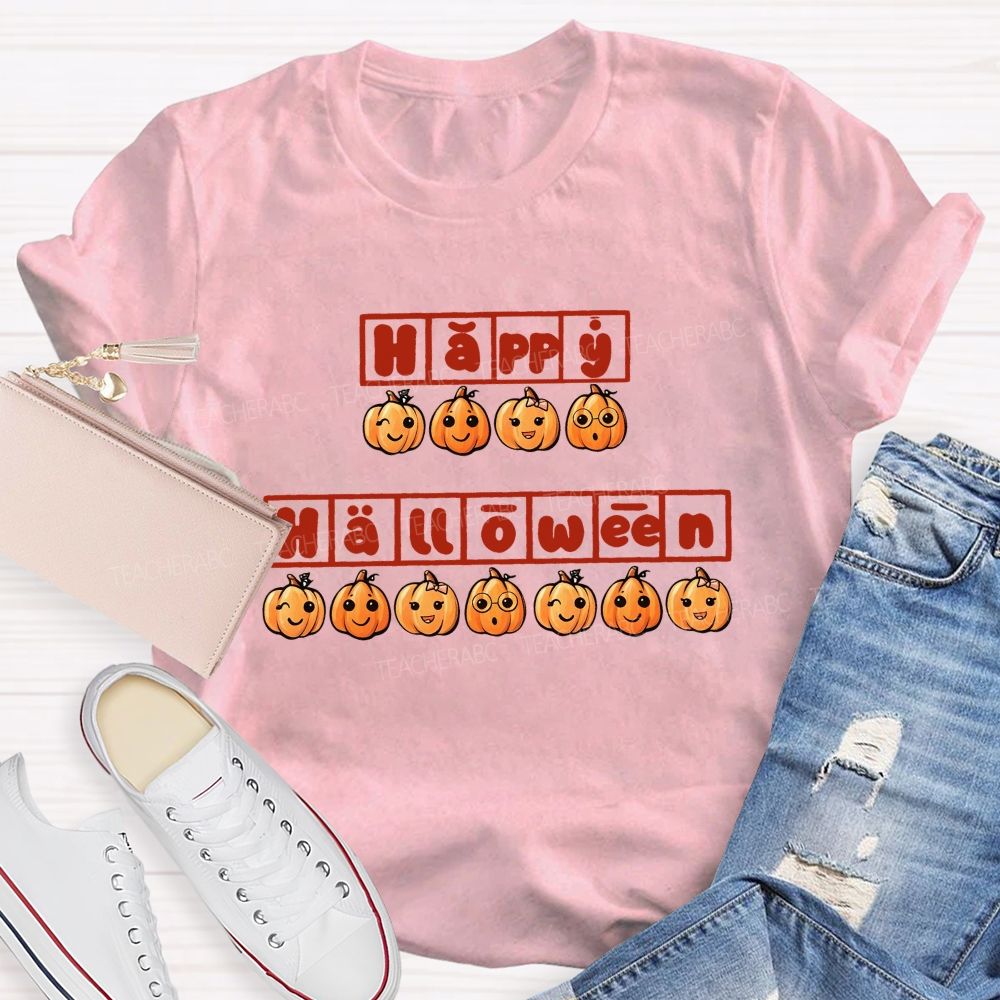Happy Halloween Phonics Pumpkin Elementary Teacher T-shirt