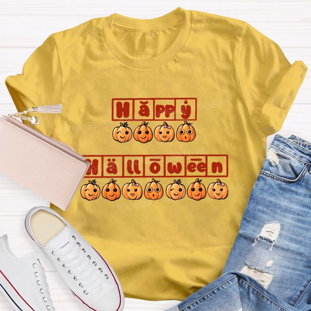 Happy Halloween Phonics Pumpkin Elementary Teacher T-shirt