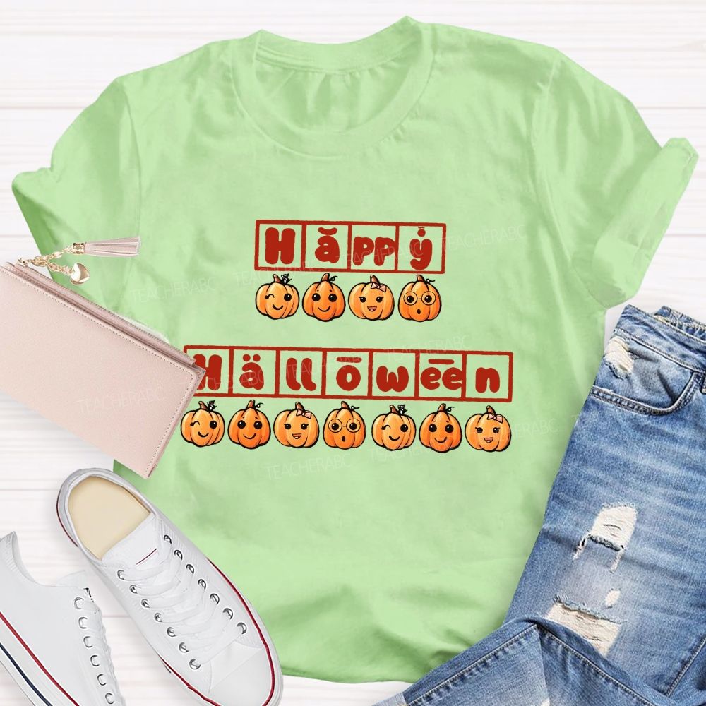 Happy Halloween Phonics Pumpkin Elementary Teacher T-shirt