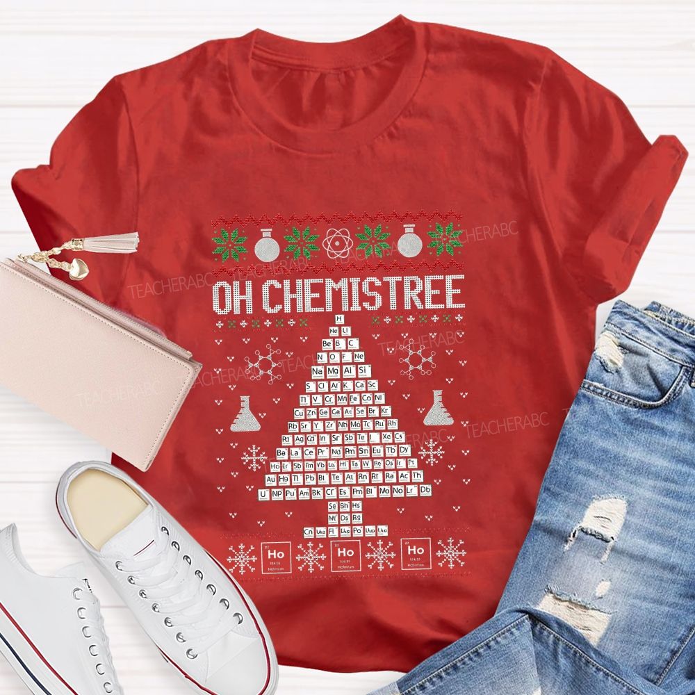 Oh Chemistree Periodic Table Christmas Tree Science Teacher T-shirt