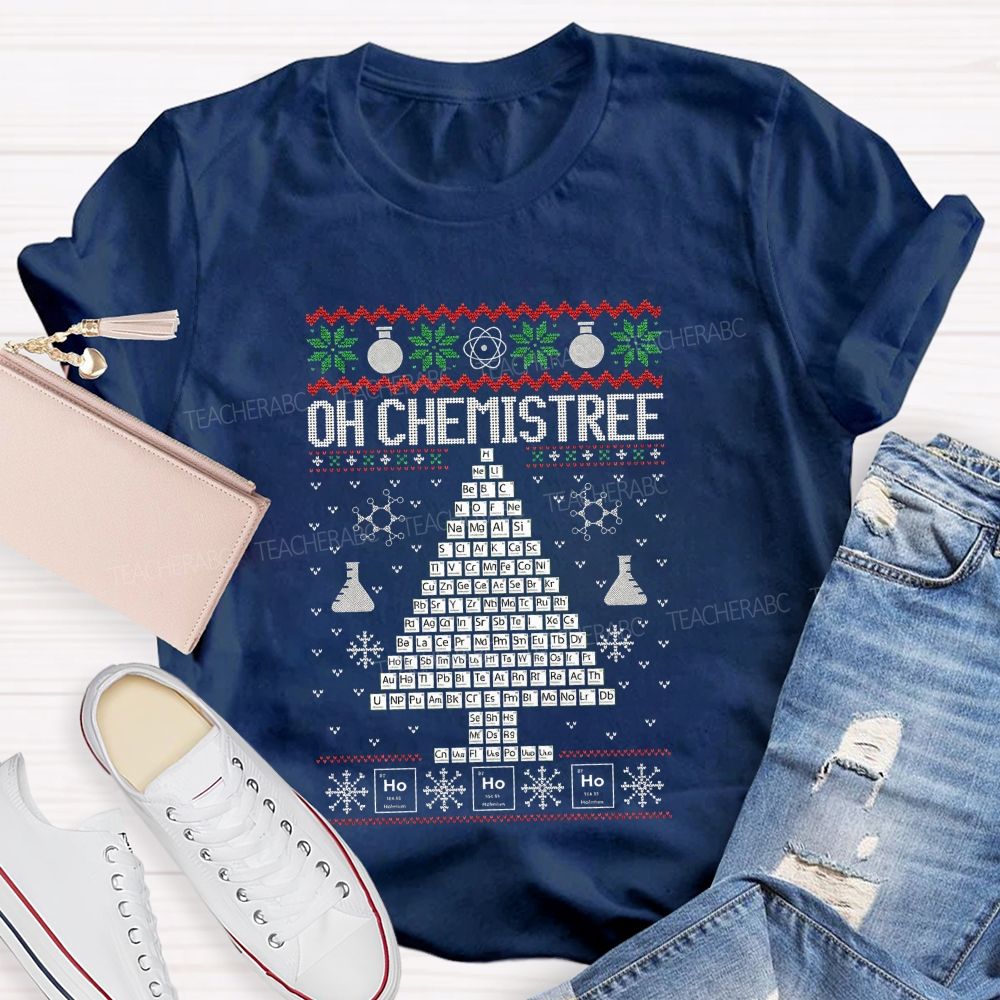Oh Chemistree Periodic Table Christmas Tree Science Teacher T-shirt