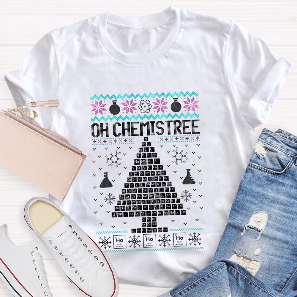 Oh Chemistree Periodic Table Christmas Tree Science Teacher T-shirt