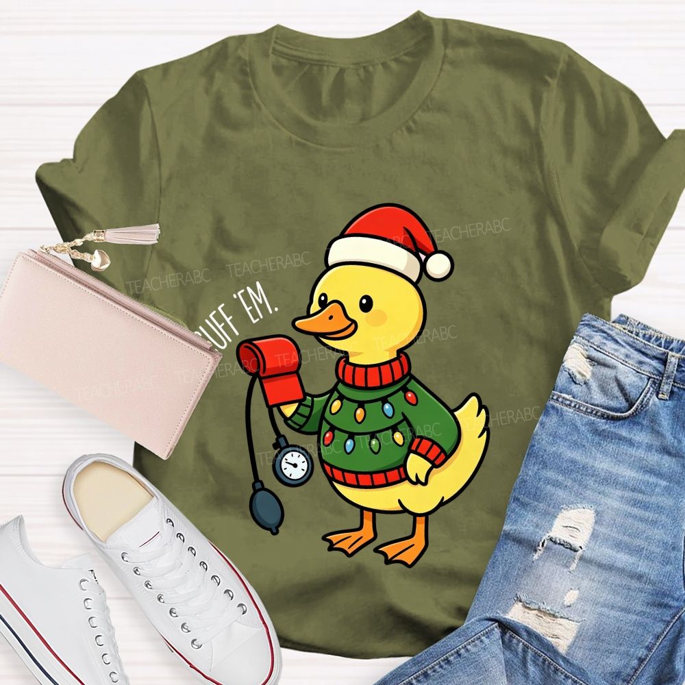 Cuff 'Em School Nurse Duck Christmas T-shirt