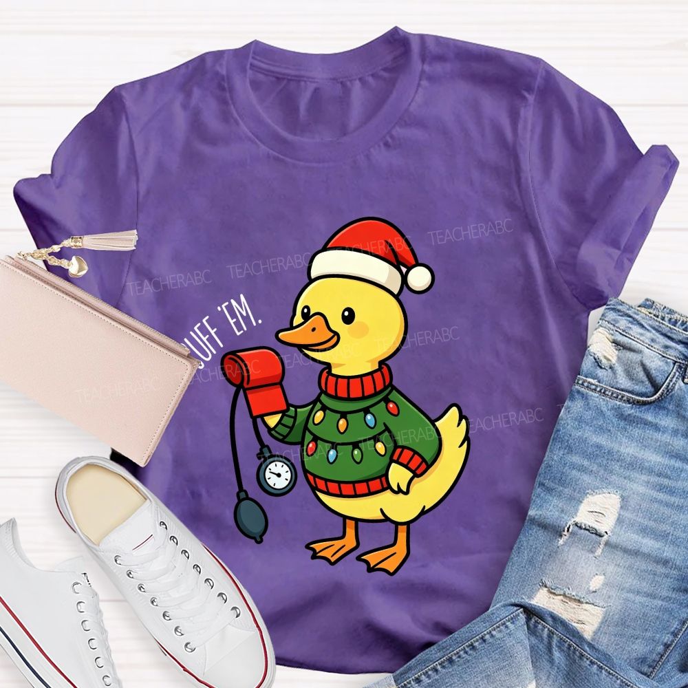 Cuff 'Em School Nurse Duck Christmas T-shirt