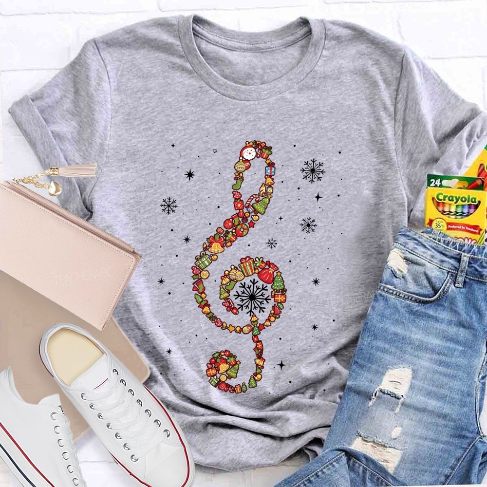 Christmas Ornament Treble Clef Snowflake Music Teacher T-shirt