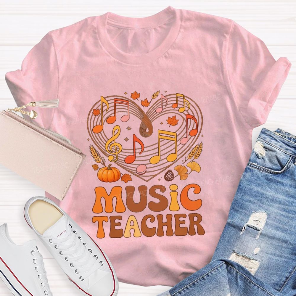 Fall Vibe Music Note Teacher T-shirt