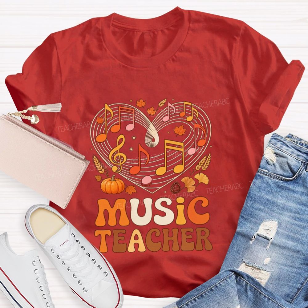 Fall Vibe Music Note Teacher T-shirt