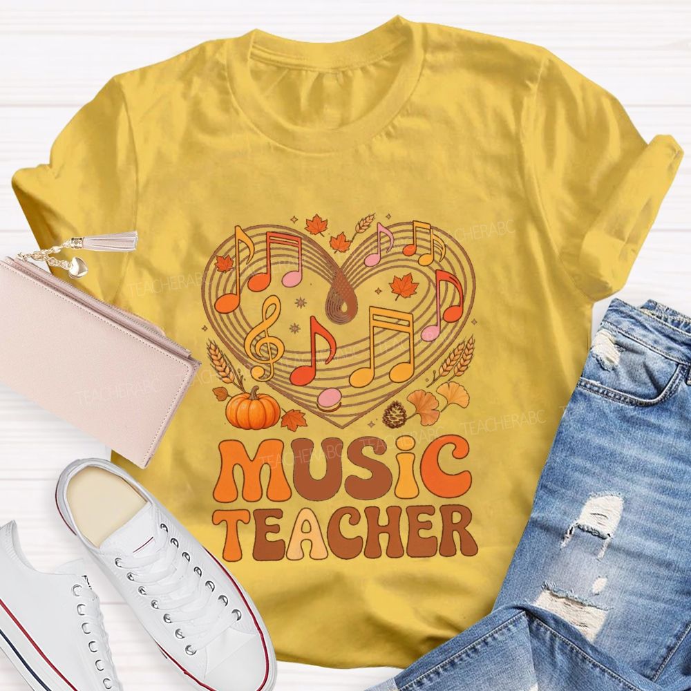 Fall Vibe Music Note Teacher T-shirt