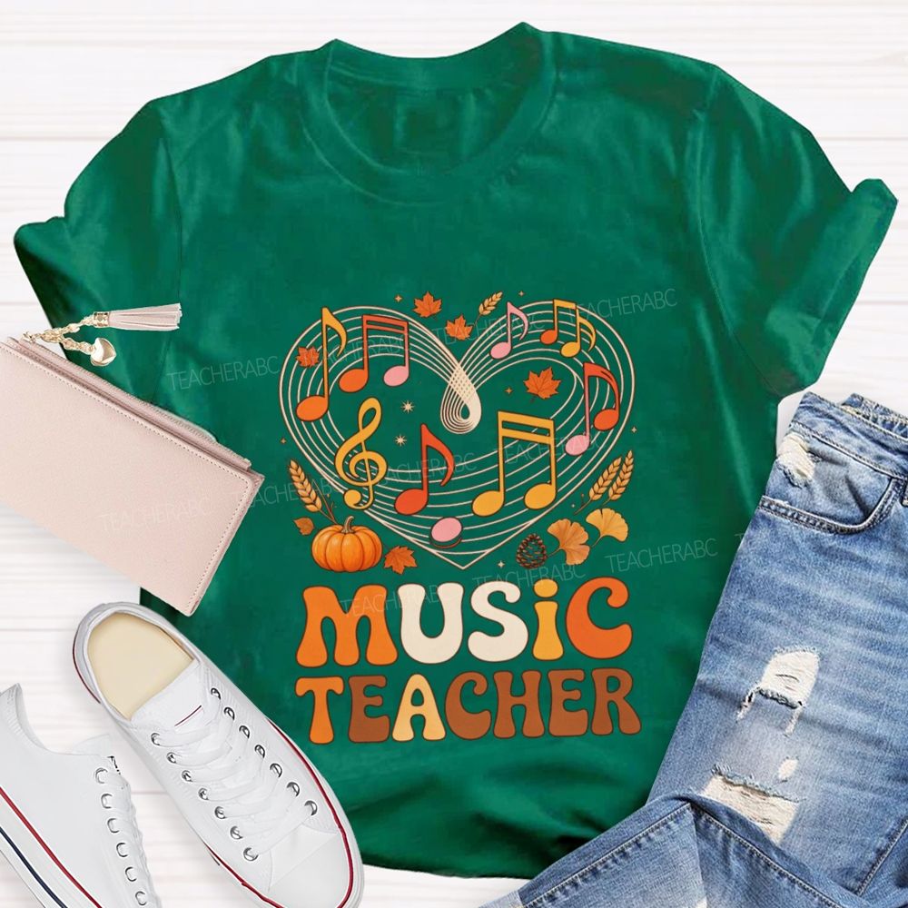 Fall Vibe Music Note Teacher T-shirt