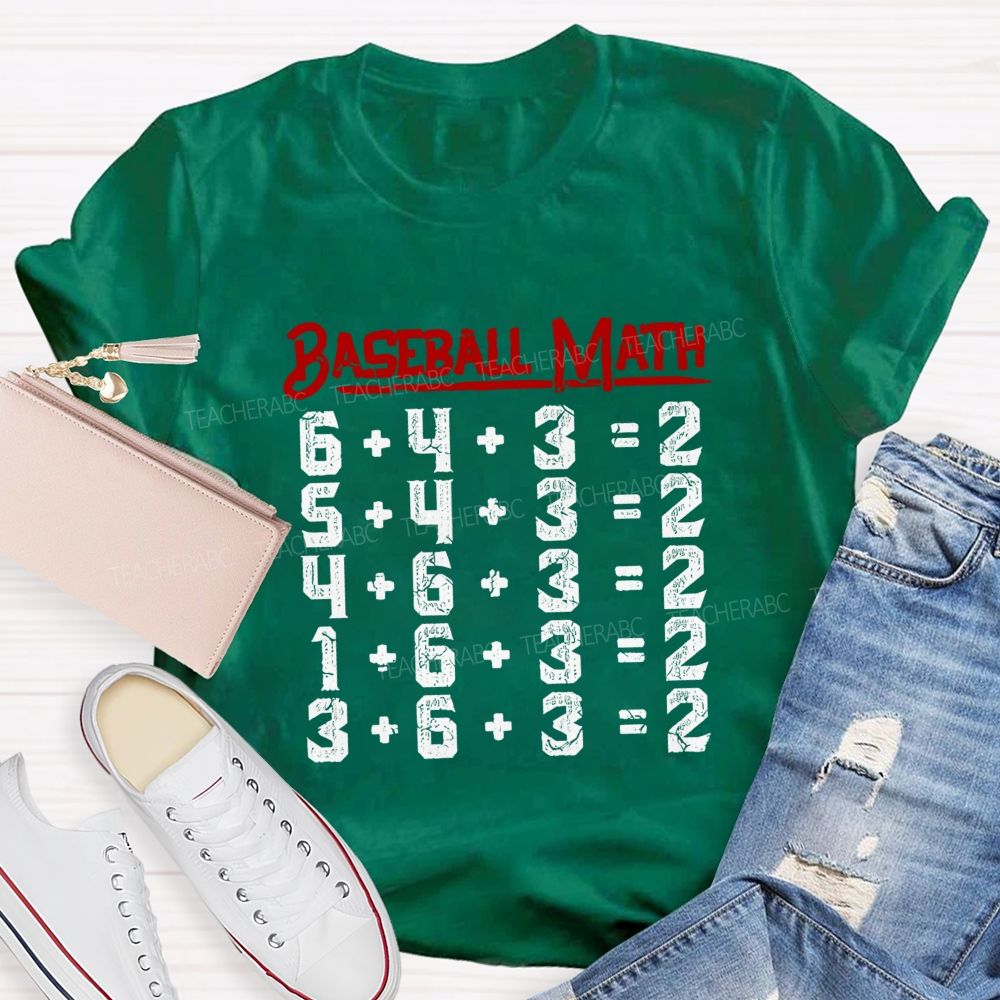 Baseball Math Double Play Math Teacher T-shirt