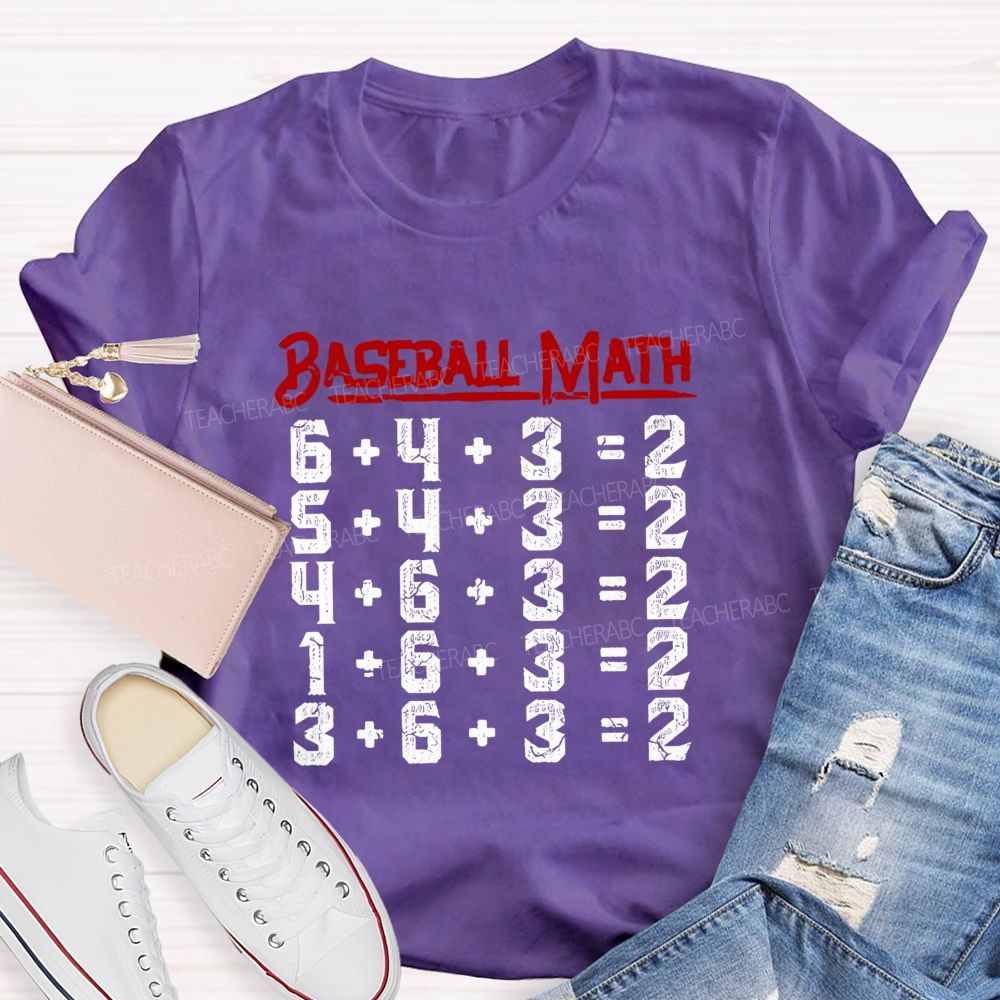 Baseball Math Double Play Math Teacher T-shirt
