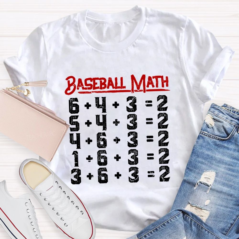Baseball Math Double Play Math Teacher T-shirt